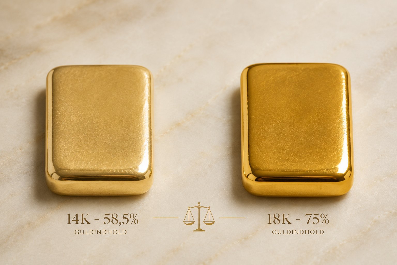 Sammenligning af 14 karat og 18 karat guldkvalitet