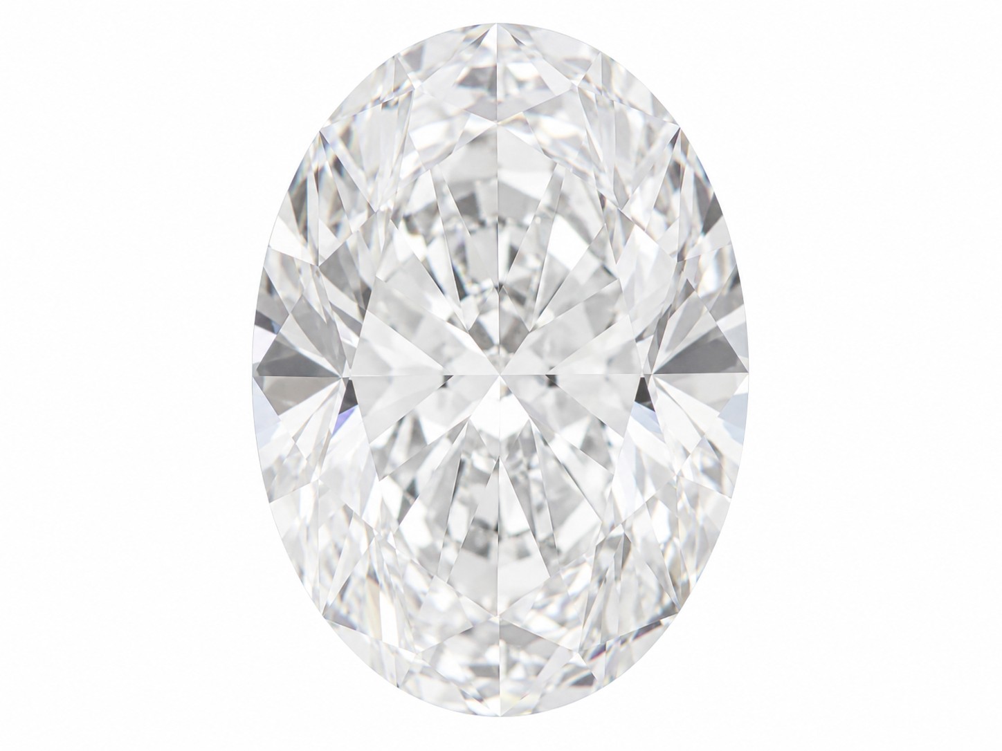 Oval diamant med minimal, næsten usynlig bow tie-skygge
