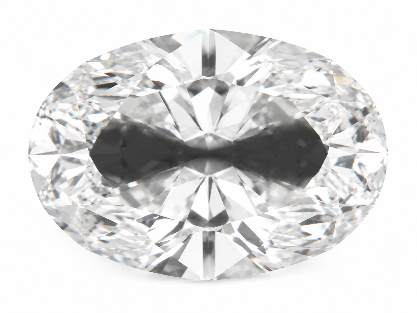 Oval diamant med skæv kontur og udtalt bow tie