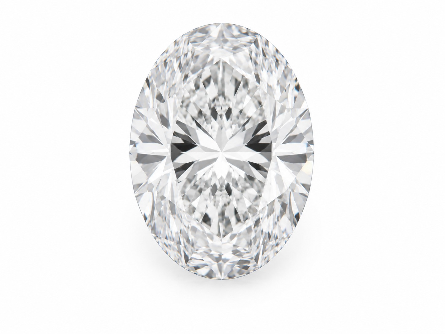 Oval diamant med perfekt symmetrisk, jævnt buet kontur