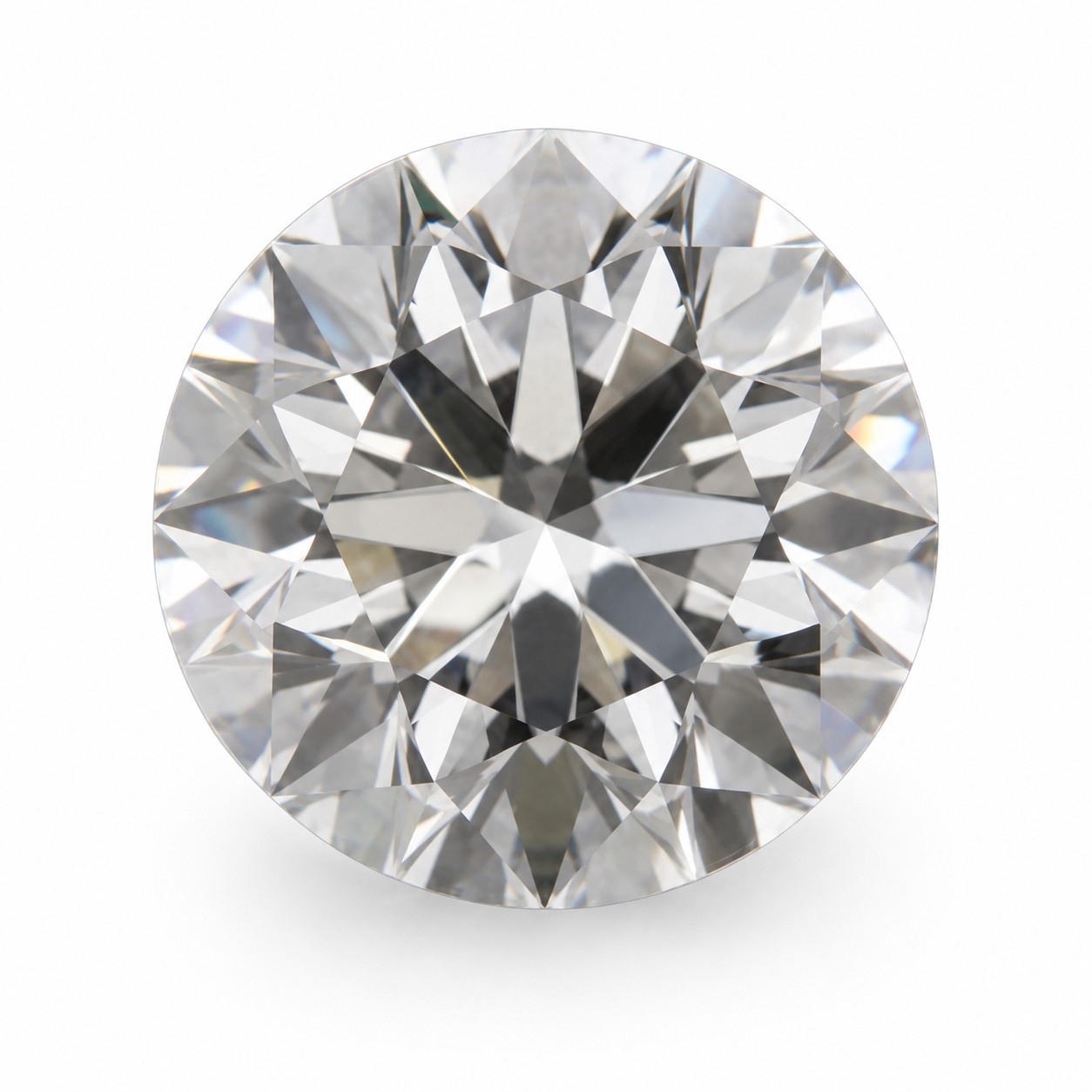 Round brilliant diamant med Very Good cut, svagt dæmpede facetter