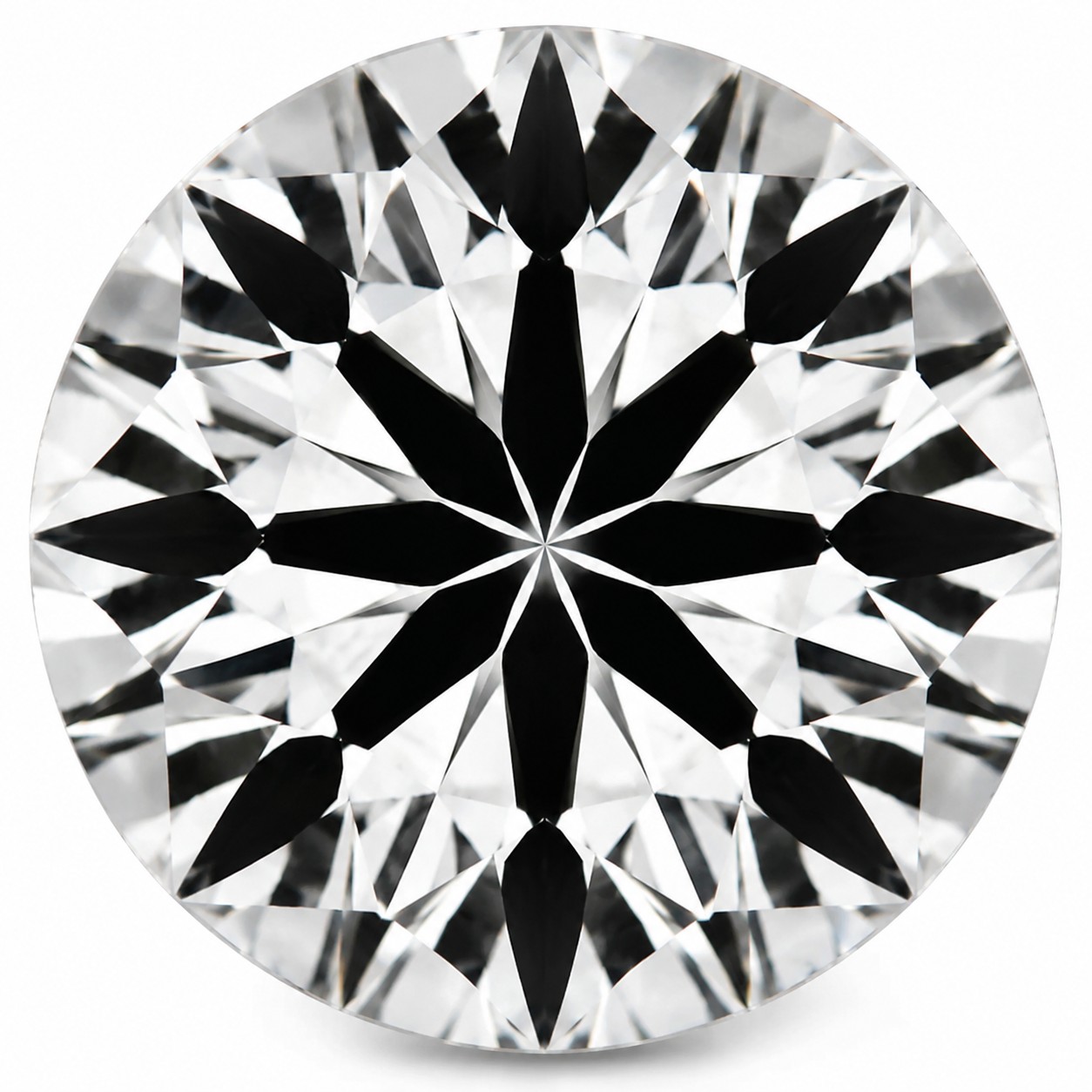 Hearts and Arrows viewer-foto med perfekt otte-delt pilemønster